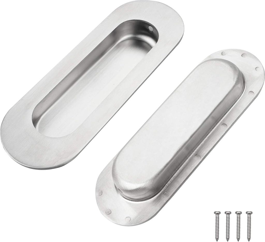 Griffmuschel Edelstahl 2 Stš¹ck Muschelgriff Schiebetš¹rgriff rechteckig gebš¹rstet 120 x 40mm Muldengriffe mit Schrauben fš¹r Schiebetš¹...