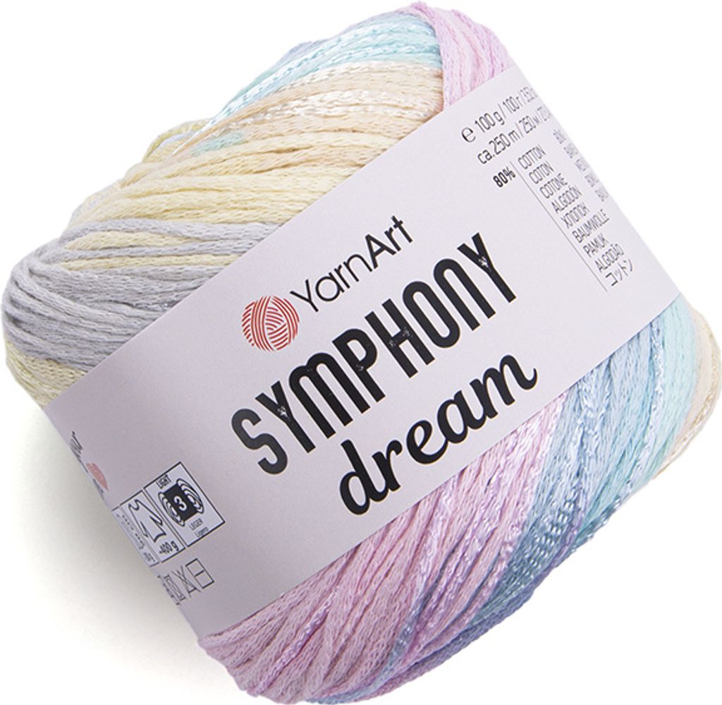 YarnArt Symphony Dream 3108 - Bunte Strickwolle aus Baumwolle/Viskose, 250m/100g, Weich & Atmungsaktiv