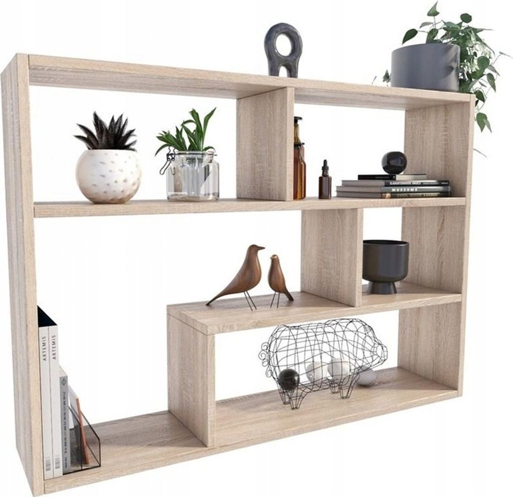 MATKAM Hängeregal FINO, Hochwertige Verarbeitung, Einfache Montage, Modernes Design für Wohnzimmer, Kinderzimmer, Büro (Sonoma Eiche)