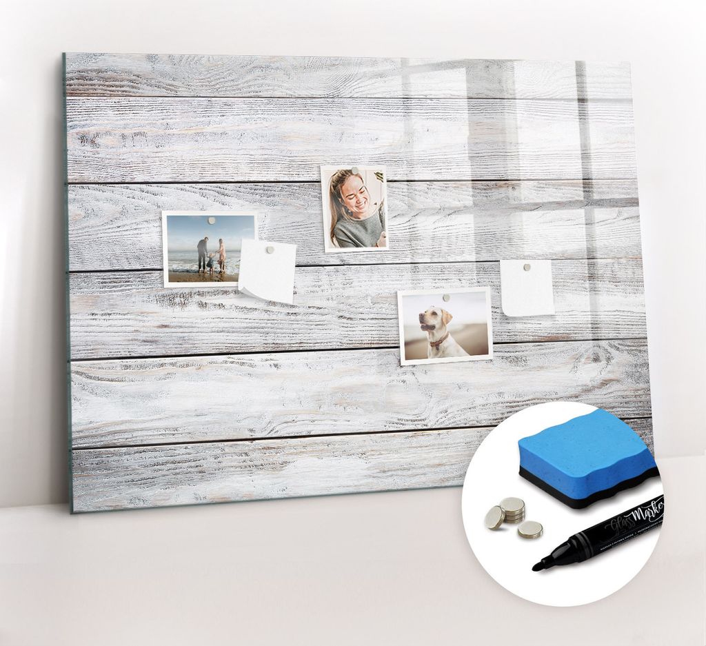 Magnetpinnwand Memoboard - Zubehörsatz - Schwarzer Marker + Schwamm + Magnete - 100 x 70 cm - Bemalte Bretter