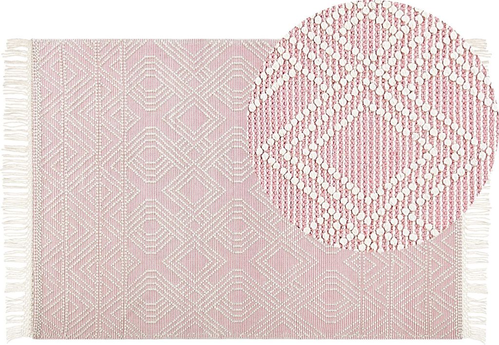 BELIANI Teppich Rosa u. Weiß aus Wolle 160 x 230 cm Produktbild 