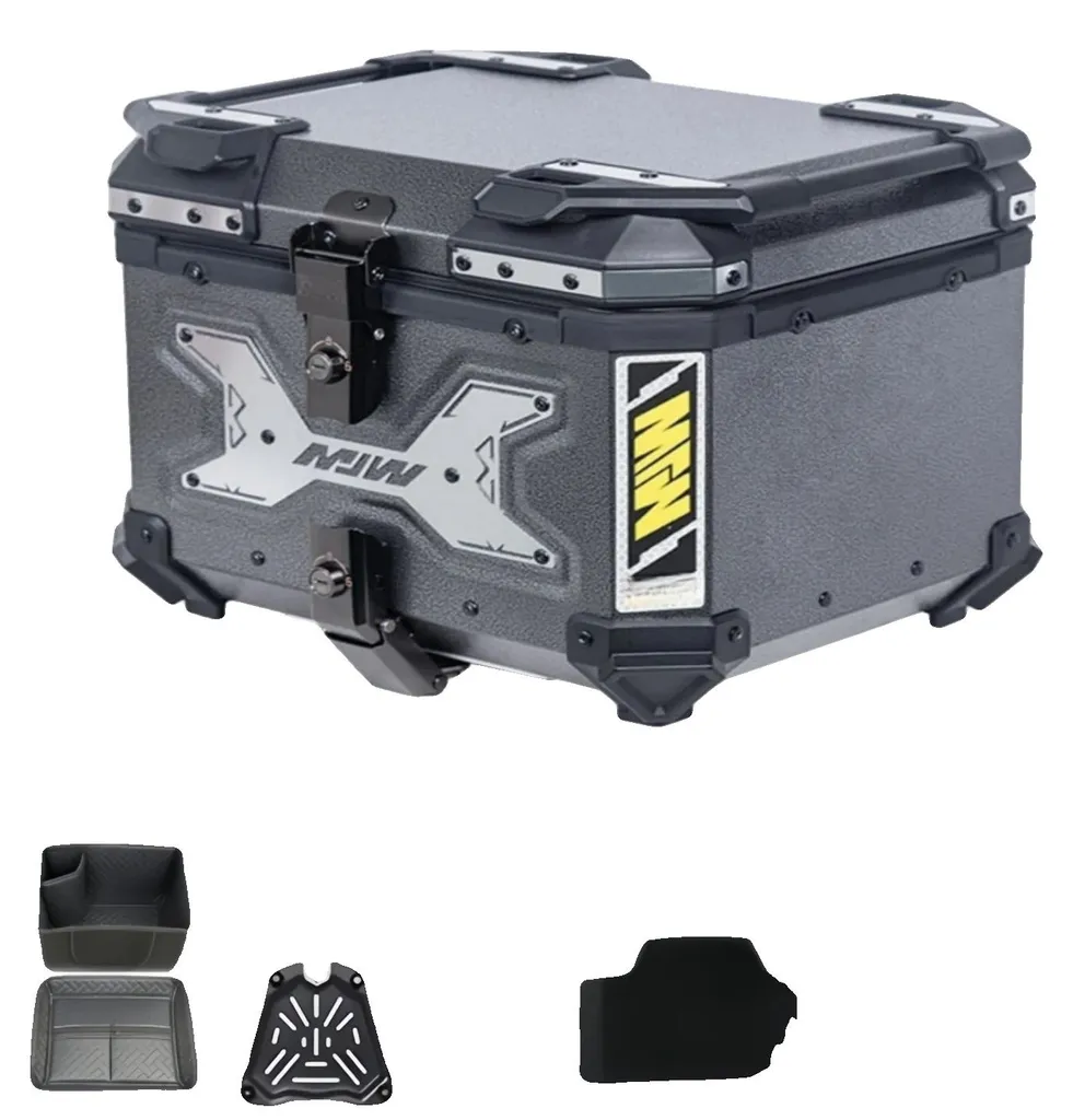 Top case moto 65L avec fermeture rapide, valise étanche gris - Titan 65