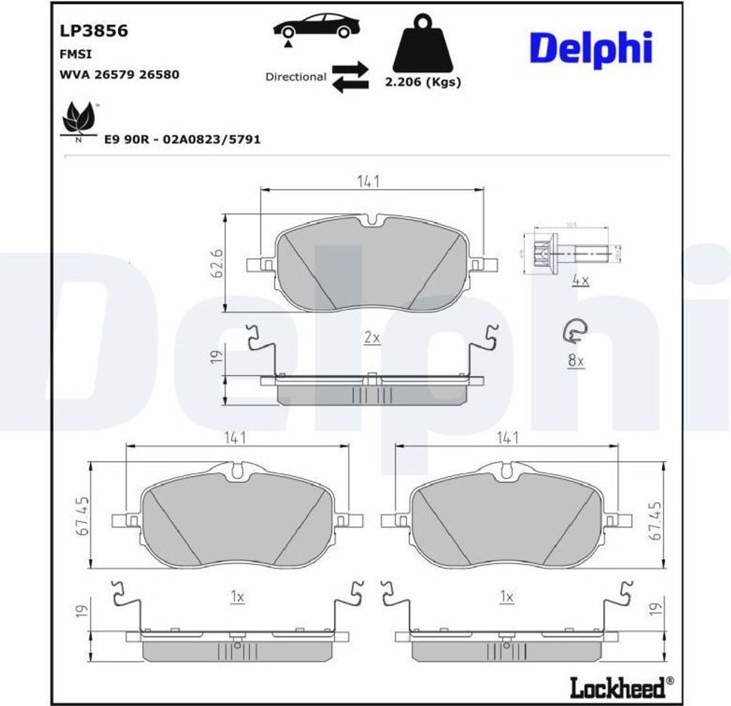 DELPHI Bremsbeläge Satz Vorne Bremsklötze passend für Produktbild 