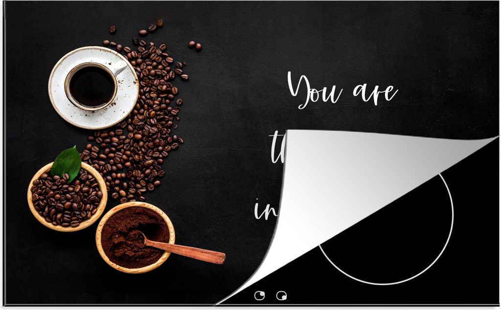 KitchenYeah Herdabdeckplatte Sprichwörter - Zitate - Du bist die Sahne in meinem Kaffee - Liebe - Kaffee , 81x52cm, Küche Deko, Glaskeramikkoch...