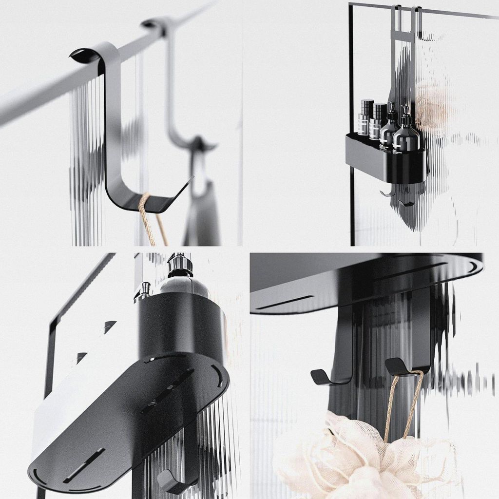 Duschablage zum Hängen - Duschablage ohne bohren Edelstahl Duschkorb zum Hängen der Glas, Shampoo Duschregal für Dusche Duschwand mit 4 Haken(Sc...