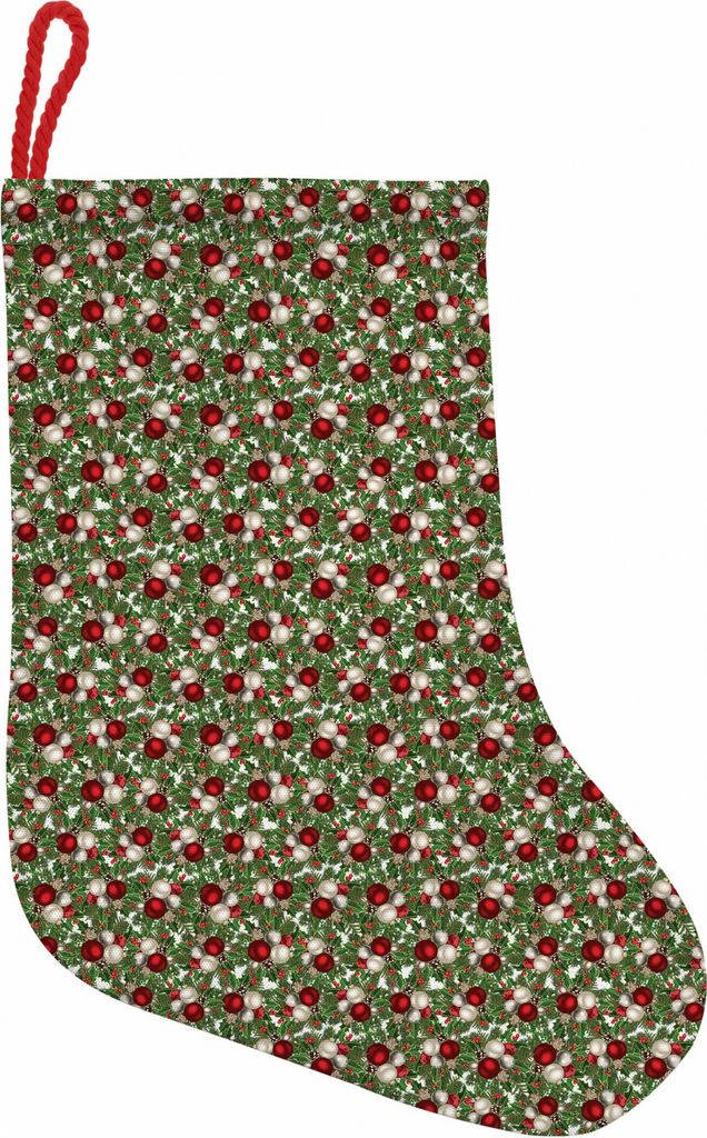 ABAKUHAUS Weihnachten Hängende Nikolausstiefel Weihnachtssocken, Bälle Holly Alt, Weihnachtsstrumpf zum Aufhängen, 35x50cm, Rot, Grün, Grau