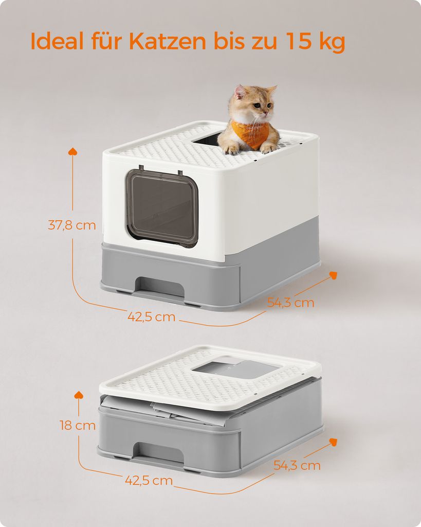 FEANDREA Katzenklo, mit Deckel, für Katzen bis 15kg, Produktbild 6
