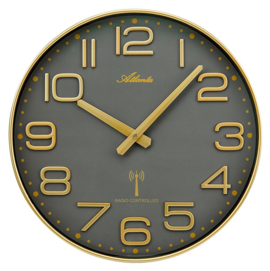 Atlanta 4539/9 Funk-Wanduhr Goldfarben/Grau Produktbild 