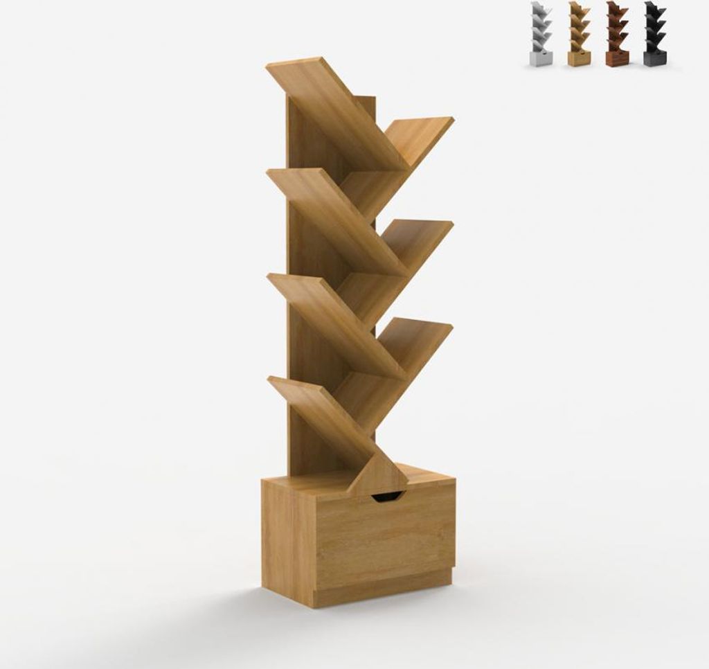 Modernes design bücherregal 8 Schublade Regale Wohnzimmer Büro Treebook 120 - Natur