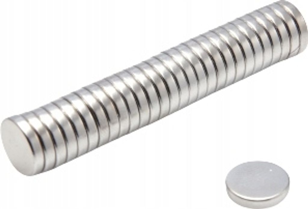 Zylindrischer Neodym-Magnet MW 10x2 [mm] N38 10 Stück Produktbild 
