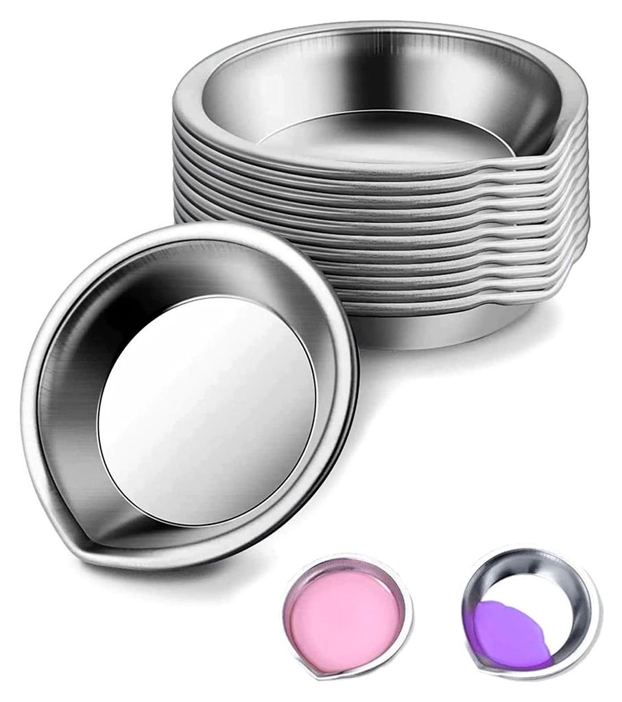 Edelstahl Farbschalen, 12 Stück Mischpalette für Farben, Runde Farbschalen, Edelstahl Malpalette für DIY Kunst Handwerk Malerei (5 * 5 * 1,5 cm)