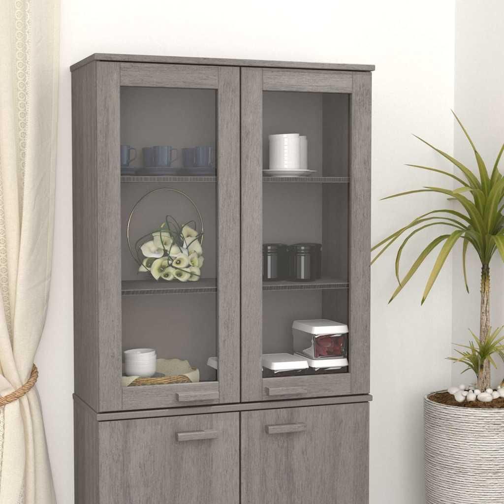 vidaXL Highboard-Oberteil HAMAR Hellgrau 85x35x100 cm Massivholz
