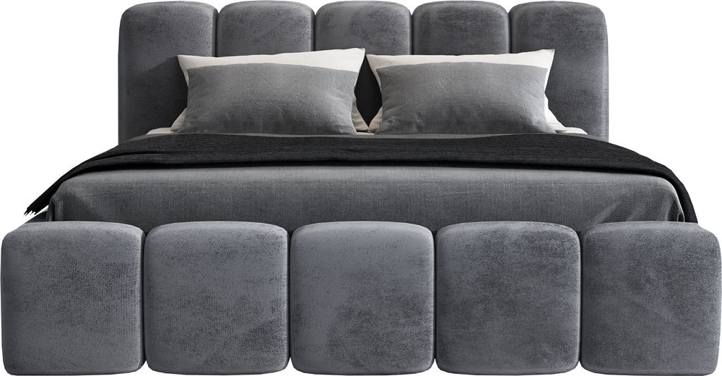 Polsterbett SONIC -OM 120x200 cm mit Bettkasten und Lattenrost. Farbe: Grau