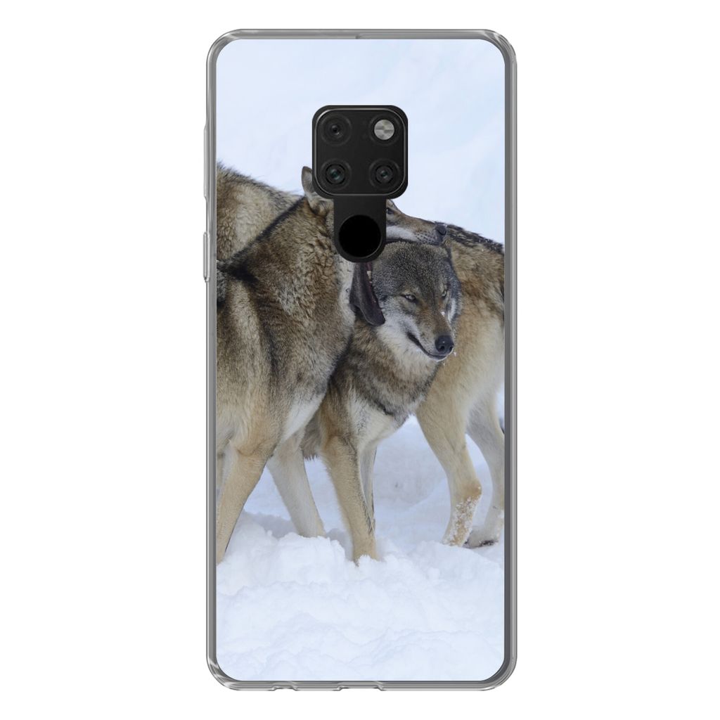 MuchoWow Handyhülle Schutzhülle Hülle für Huawei P40 Lite Wolf - Europa - Schnee Silikon Softcase Handy Hülle - Handy
