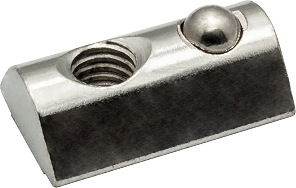 KLAK 40 - Edelstahl Nutenstein mit Federkugel und Steg M6 Nut 8 für Aluprofil 40-er - 1 Stück