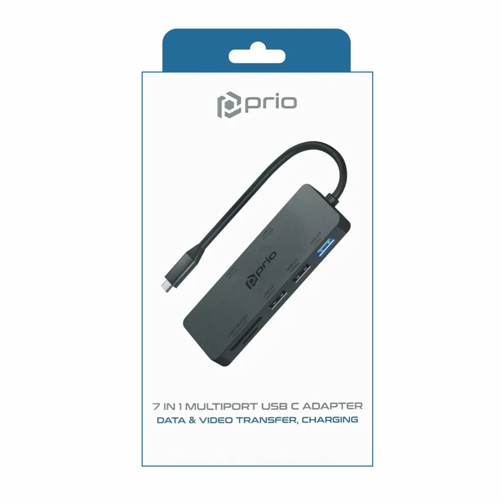Docking Station USB-C Prio 7in1 Alluminio - Alta Velocità e 4K - 8