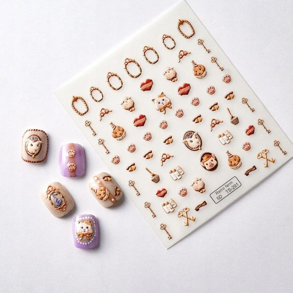 Adesivi Unghie 3D Convessi FARMA RETRO | Nail Art Autoadesiva Vintage