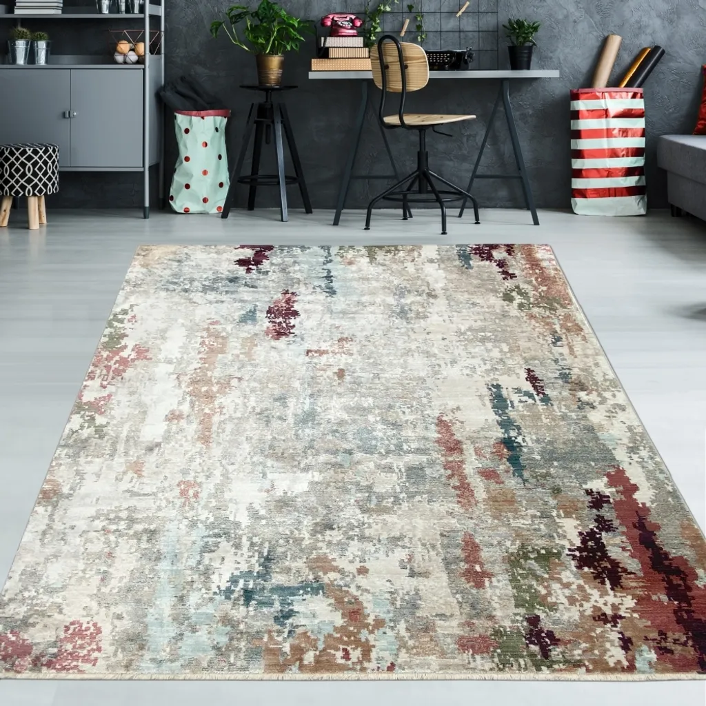 Tapis abstrait orange 80x150 cm - Solution déco anti-taches et durable