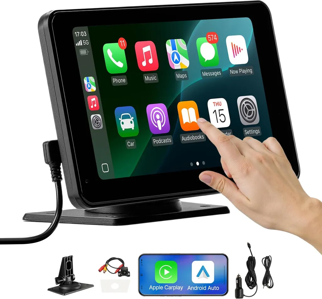 Schermo CarPlay Portatile VEVOR: GPS e Bluetooth per Ogni Auto