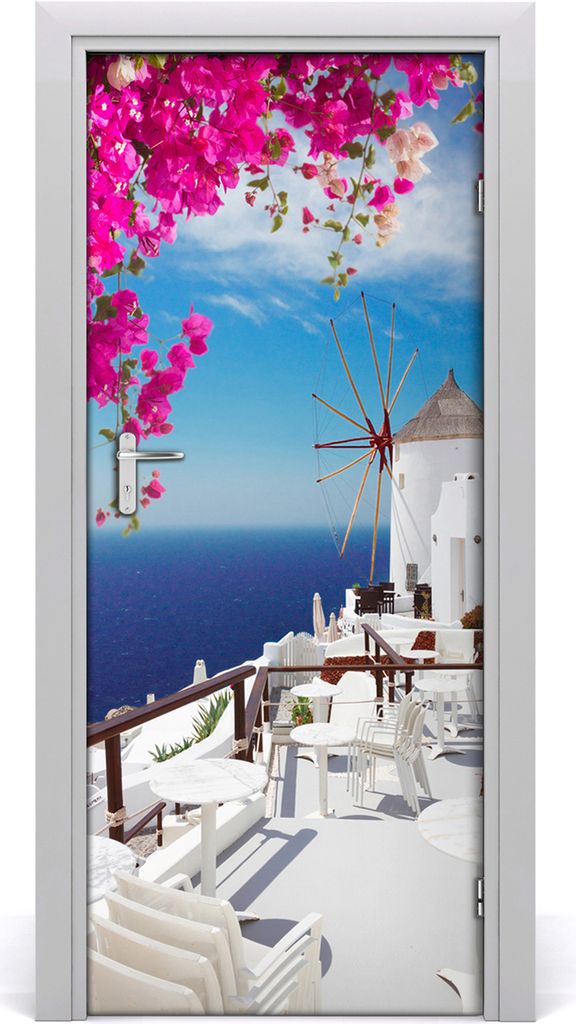 Tulup Türaufkleber 85x205 cm Dekorative Aufkleber Selbstklebend Wasserdichte Tapete Abnehmbar Schlafzimmer Wohnzimmer Wohnkultur - Santorini Griec...