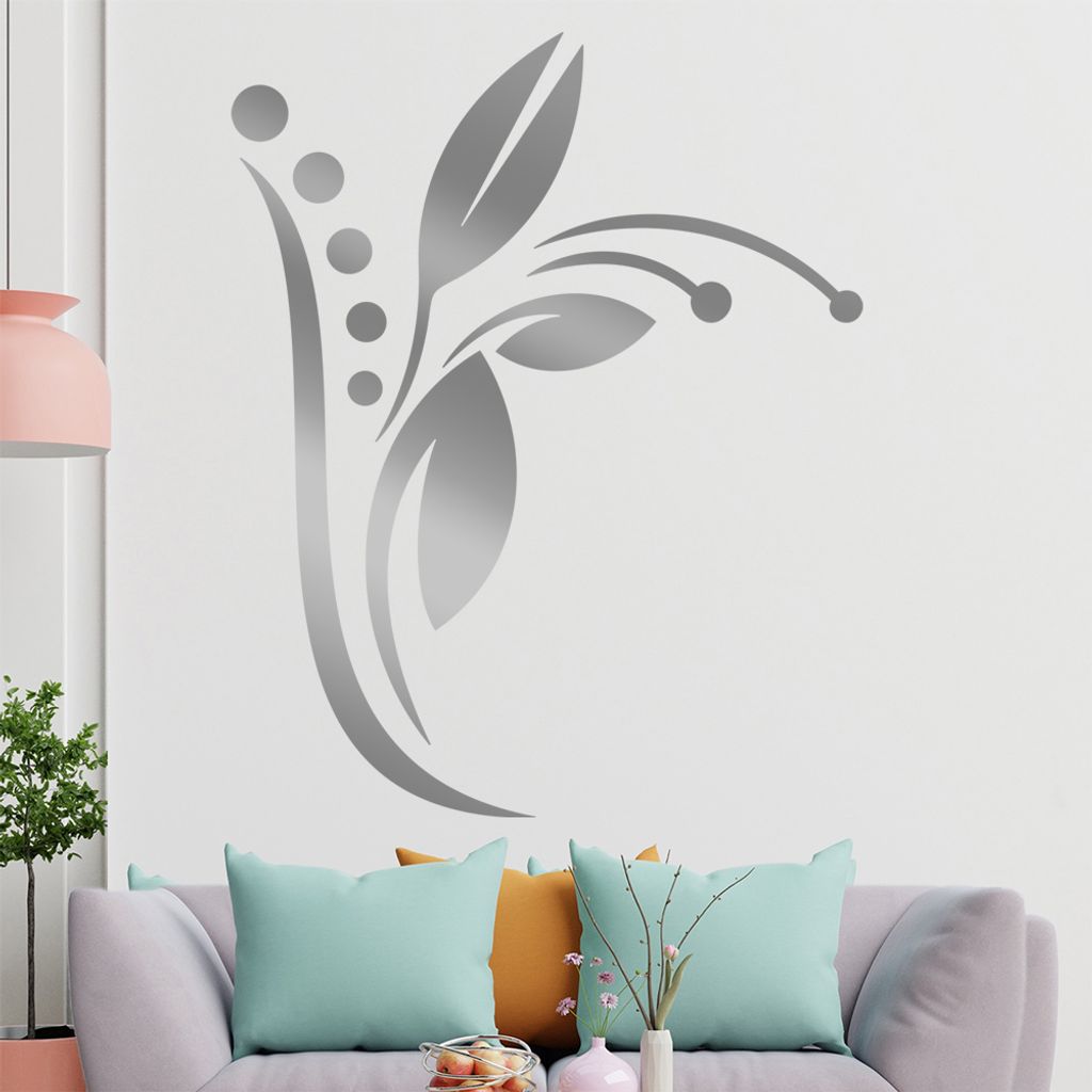 Blume - Linien Punkte Wandtattoo in 6 Größen - Wandaufkleber Wall Sticker - Dekoration, Küche, Wohnzimmer, Schlafzimmer, Badezimmer