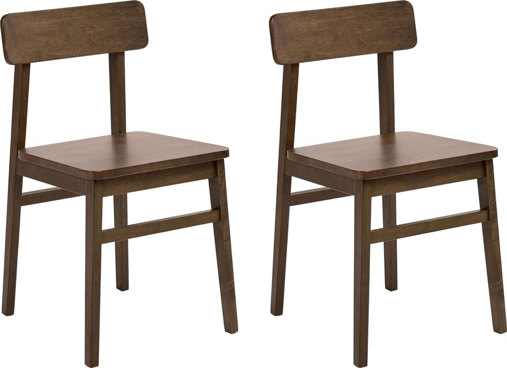 BELIANI Esszimmerstuhl 2er Set Dunkelbraun Gummibaumholz mit Lehne ohne Armlehnen Klassisches Design Holzstuhl
