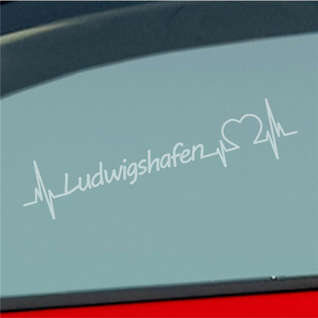 Auto Aufkleber Ludwigshafen Herz Herzschlag 19x4 cm Milchglas Sticker Heckscheibenaufkleber