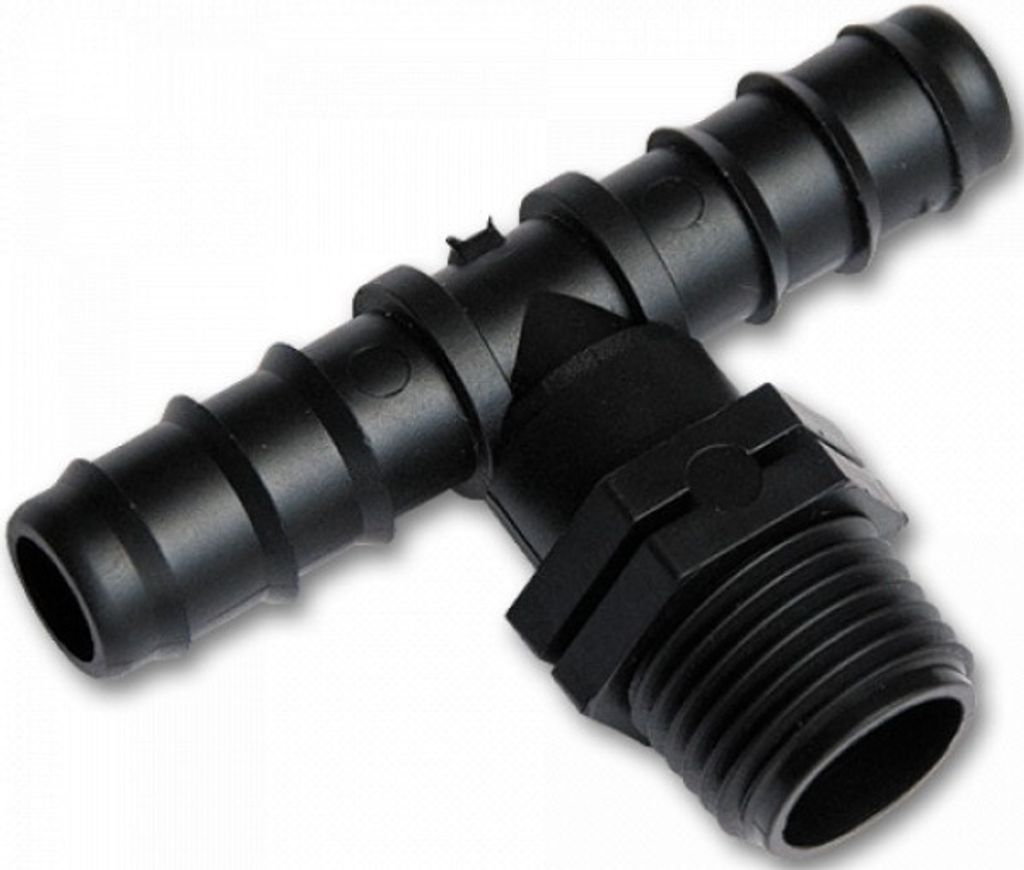 Bradas T-Stück mit AG 1/2" für Tropfschlauch PE Rohren mit Schlauchstecker 20mm 7379