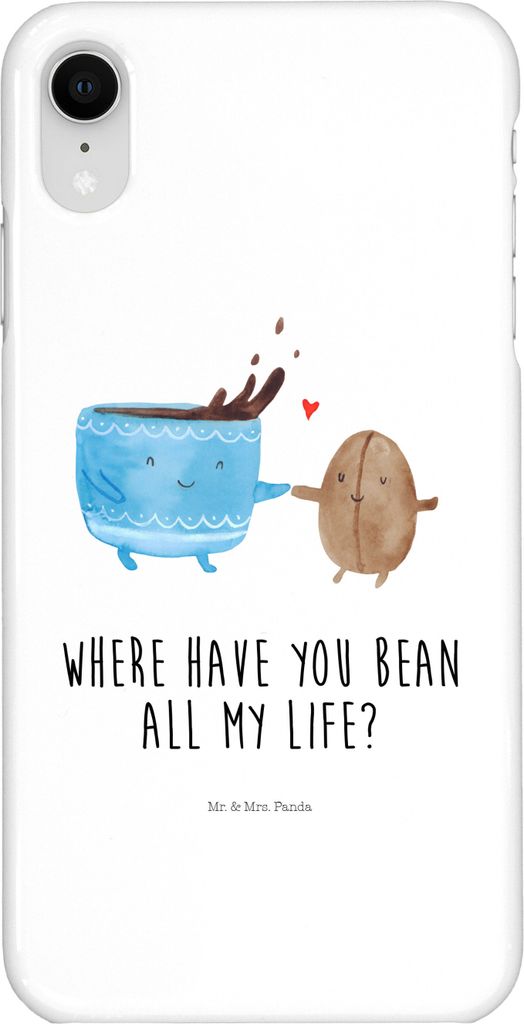 Mr. & Mrs. Panda Iphone XR Handyhülle Kaffee Bohne - Weiß - Geschenk, Zufriedenheit, Premium Kunststoff, Genuss, Kaffeebohne, Glück, Lustige Spr...