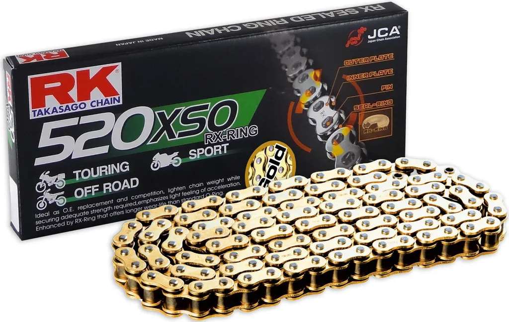 Chaîne RK GB520XSO idéale pour le remplacement de kit chaîne 520