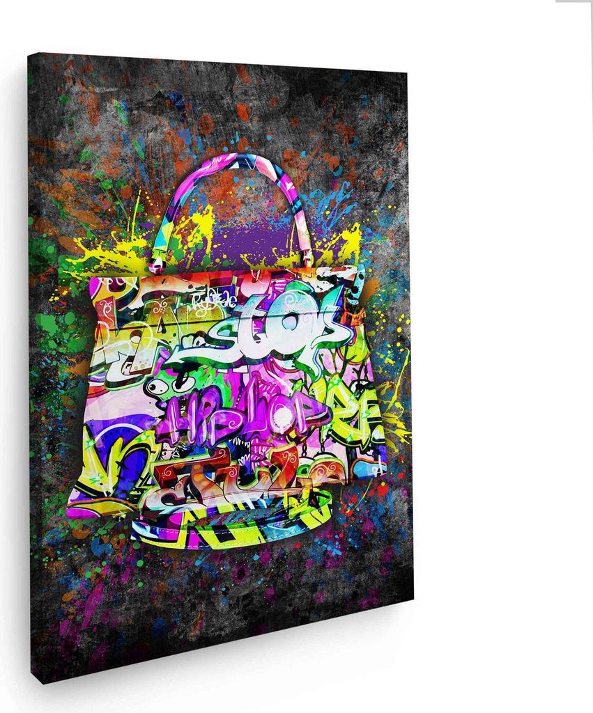 Wandbild Leinwandbild Luxustasche Graffiti Kunstdruck XXL Wanddeko: 80x120x2cm