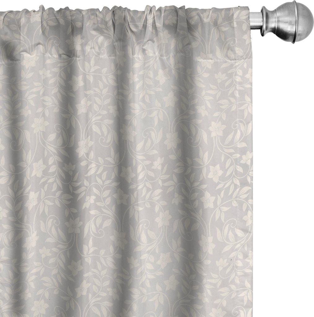 ABAKUHAUS Blume Vorhänge, Gardinen, Kontinuierliche Simplistic Curly Blumenblätter Ornaments Zarte Farben Illustration, 2 Stück 75 x 175 cm, Per...