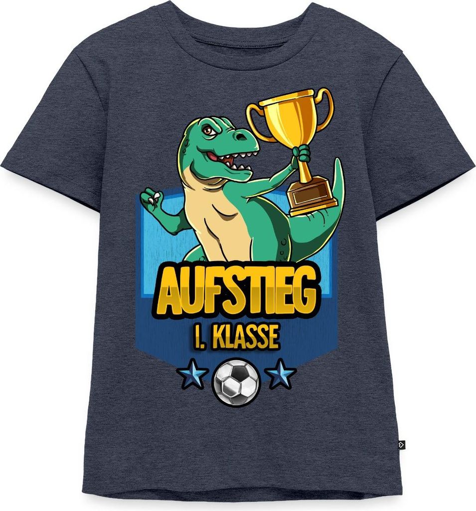 Spreadshirt Aufstieg 1. Klasse Schulanfang Fußball Löwe Kinder Premium T-Shirt, 110/116 (4 Jahre), Jeansblau