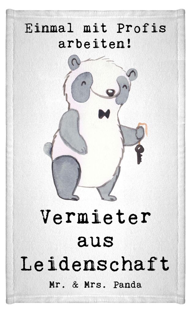 Mr. & Mrs. Panda Handtuch Vermieter Leidenschaft - Weiß - Geschenk, Frotteetuch, gäste wc, Gästehandtuch Bunt, Gästetuch, Gäste-WC
