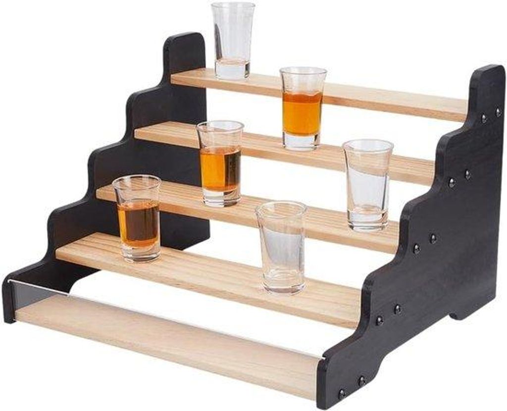 Holz Shot Glass Regal, Acryl, 33x22x30cm, Braun, für Küche und Bar