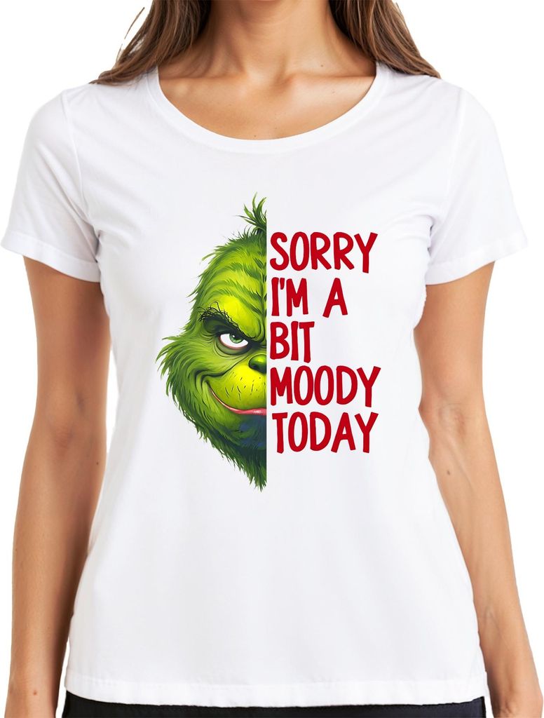 Sorry I'm a bit moody today Grinch Weihnachtsgeschenk lustig Damen T-Shirt, Weiß, L