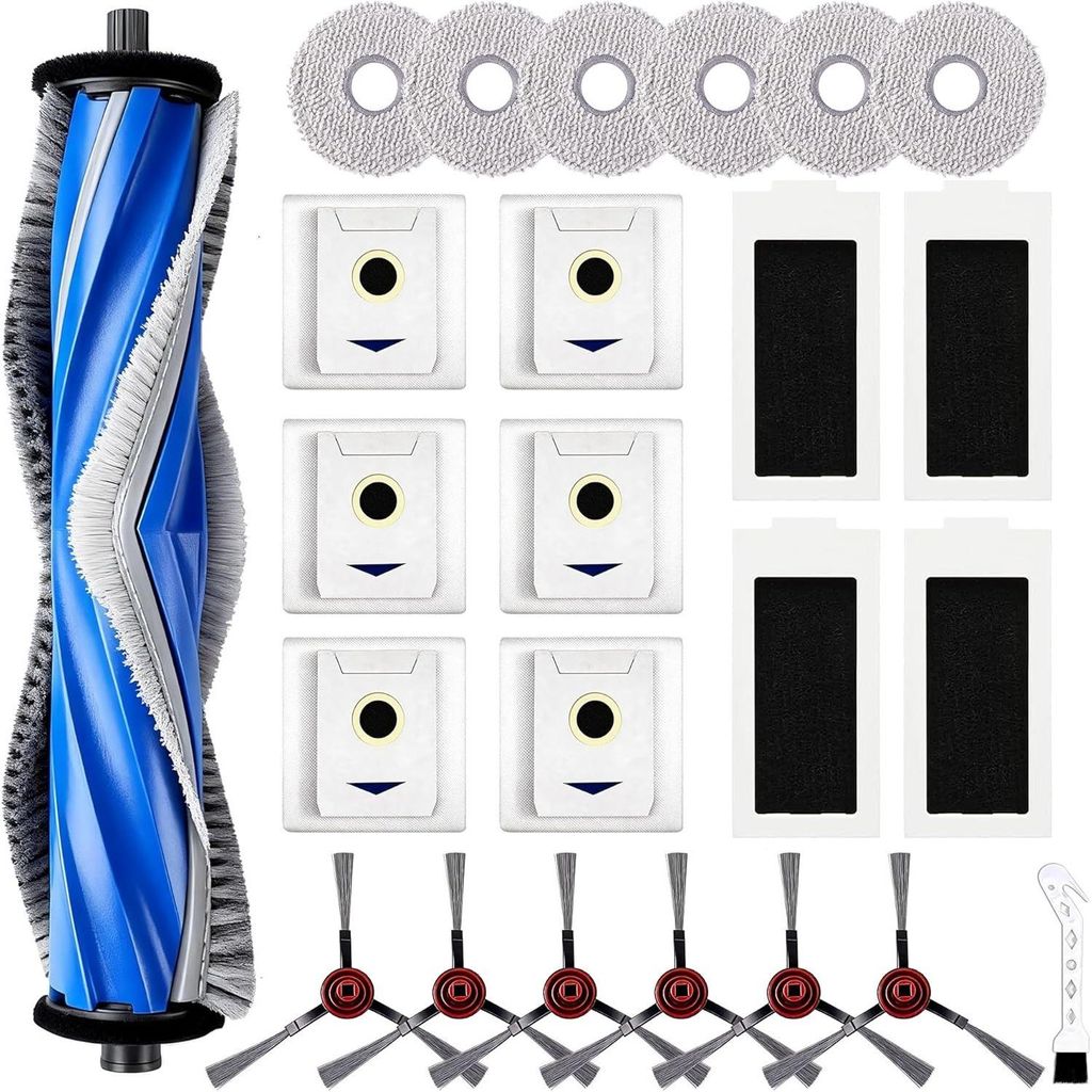 24-teiliges Zubehörset für Ecovacs Deebot T30 Omni – kompatibel mit T30 Pro Omni – Bürsten, Filter, Wischpads, Staubbeutel als Ersatz