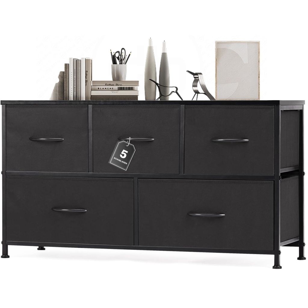 Kommode mit Stoffschubladen, Chest of Drawers mit 5 schubladenschrank, kommode schlafzimmer schubladen schrank,Stoffkommode drawer