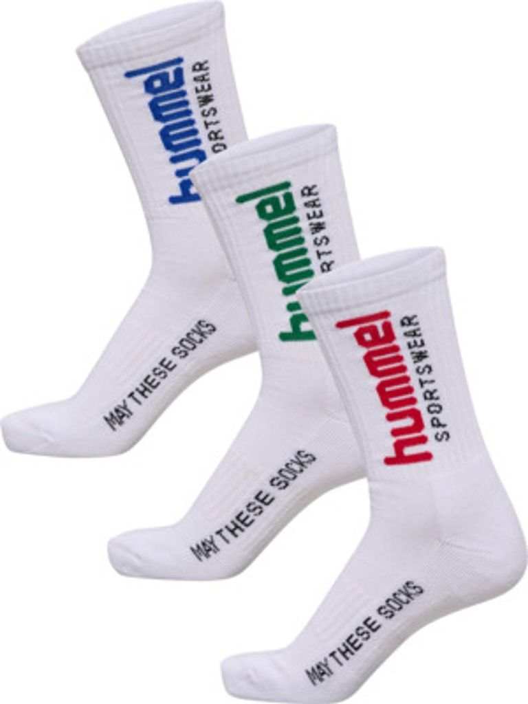 Hummel Hml3-Pack Socks Sportswear Big - white/barbadoscherry/eden/skyd, Größe:35-38