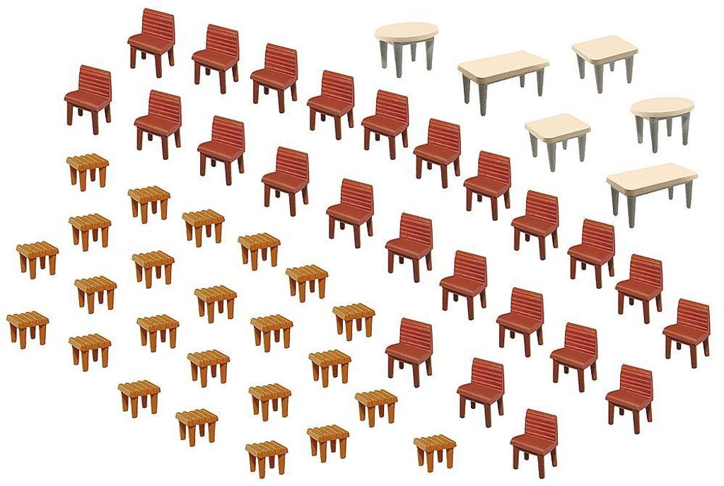 Faller 180438 - 1/87 / H0 7 Tische Und 48 Stühle - Neu Produktbild 