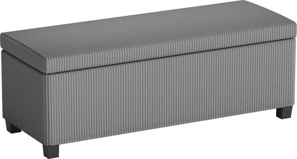 Sitzbank mit Stauraum, Polsterbank für Aufbewahrung, für Wohnzimmer, Schlafzimmer, Flur, Cordbezug, Grau