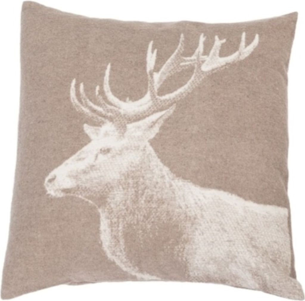 David Fussenegger Kissenhülle Silvretta 'Hirsch' 50 x 50 cm Rauch - Beige