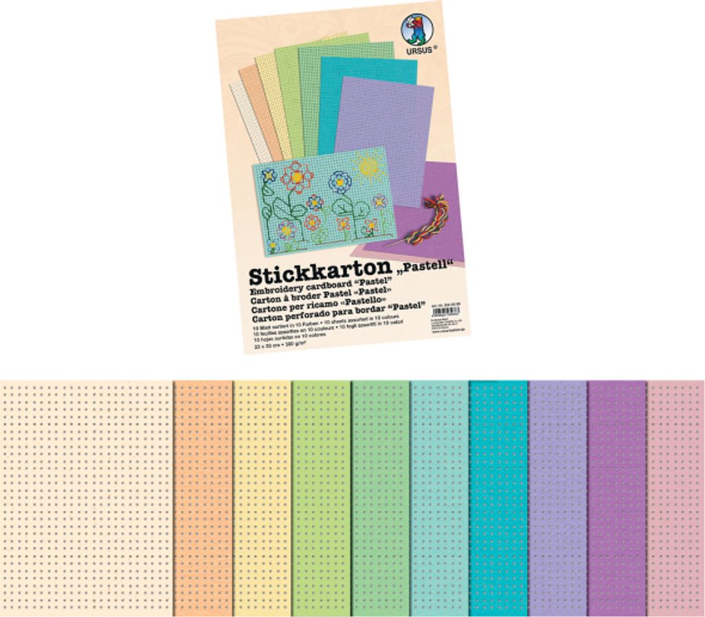 Stickkarton"Pastell"300G.23X33Cm,10Bl.10F.sor.