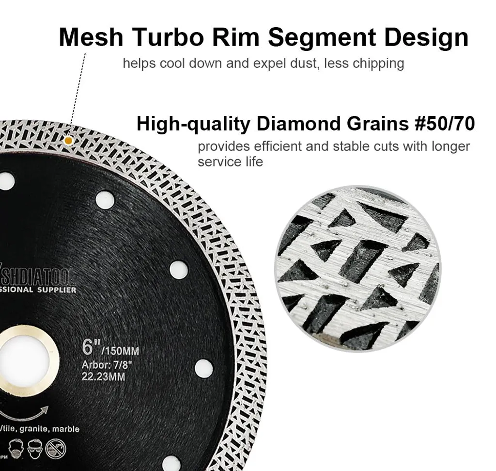 Disque diamanté ultra résistant pour granit et carrelage, lot de 5Pcs