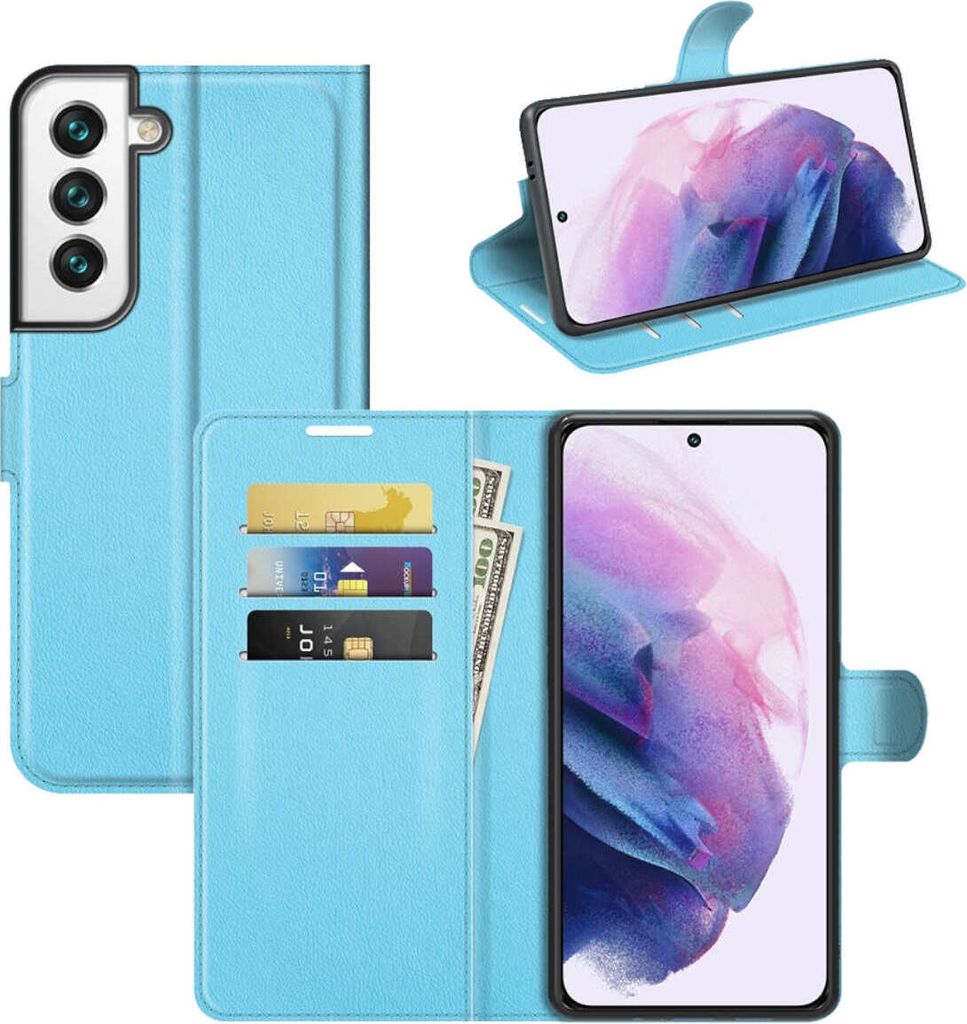 Für Samsung Galaxy S22 Plus Handy Tasche Blau Etuis Kunst-Leder Hülle Schutz Neu