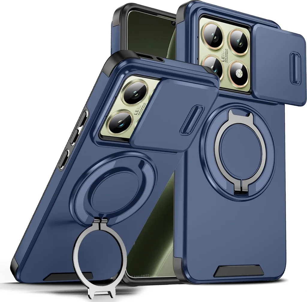 Custodia Magnetica Blu per Xiaomi 14T Pro con Protezione Obiettivo