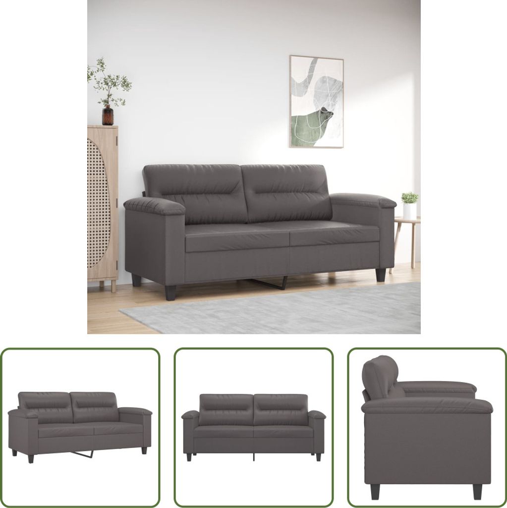The Living Store 2-Sitzer-Sofa Grau 140 cm Kunstleder