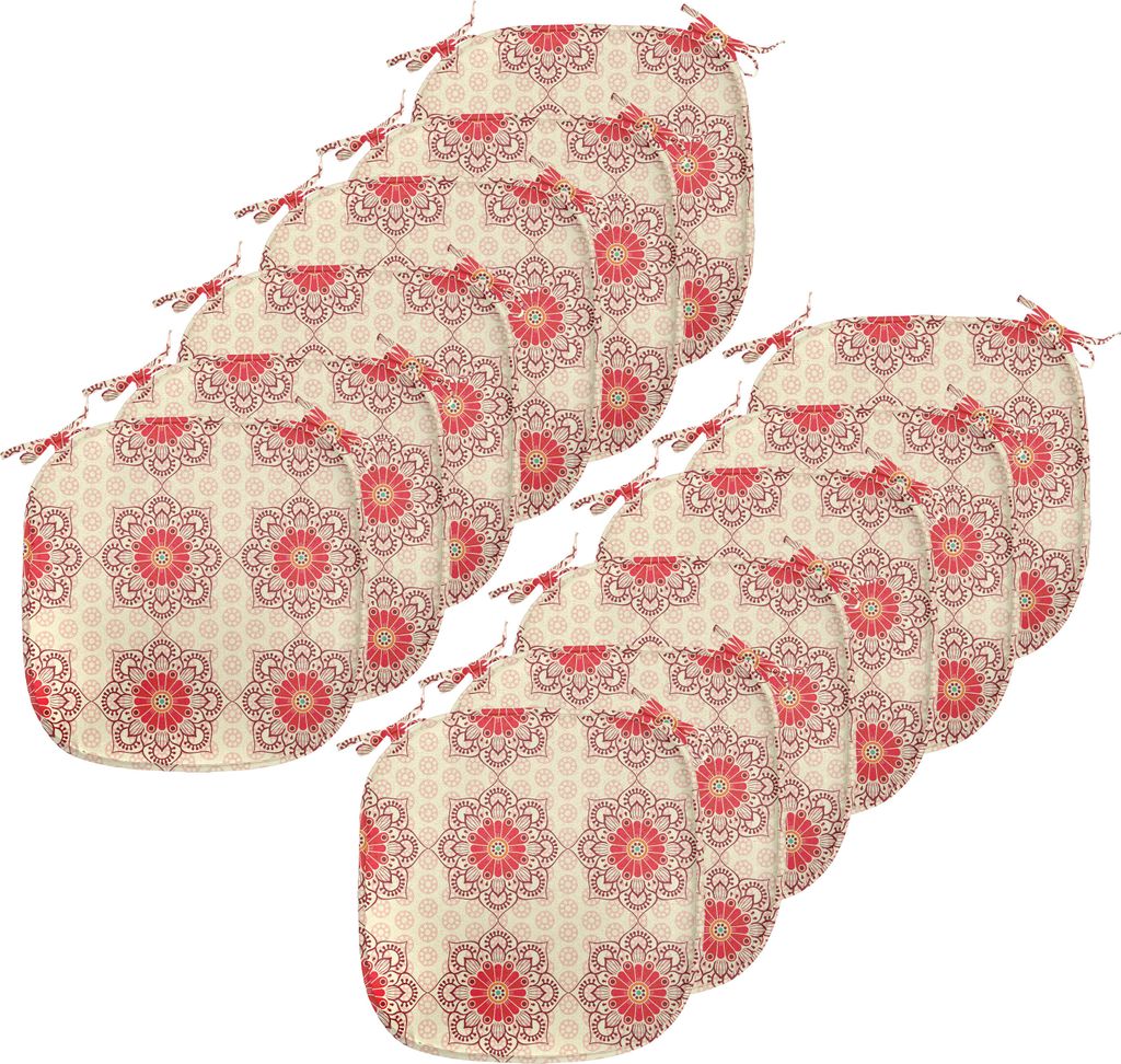 ABAKUHAUS Ethnisch Polster für Esszimmerstühle, Blooming Mandala Blumen, Dekoratives wasserfestes Kissen mit Riemen für Küchensitze, 40 cm x 40...