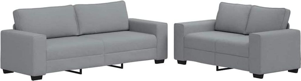 vidaXL 2-tlg. Sofagarnitur mit Kissen Hellgrau Stoff