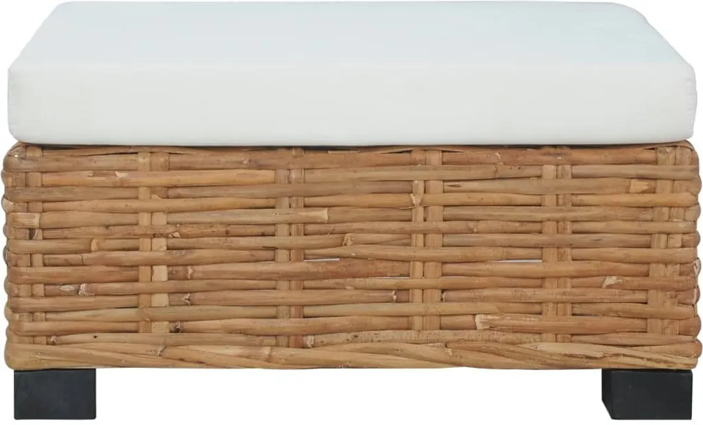 SYFAX™ Poggiapiedi Rattan Naturale: Comfort Artigianale con Cuscino